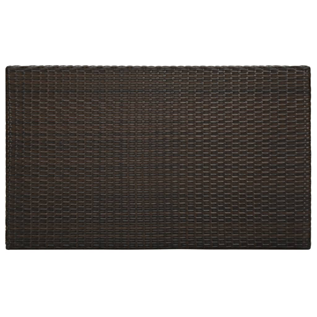 vidaXL Patio Bar Table Brown 39.4"x23.8"x43.5" Poly Rattan