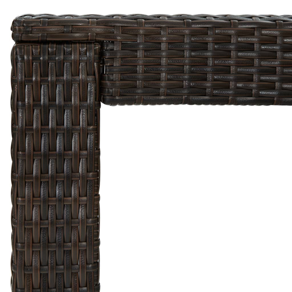vidaXL Patio Bar Table Brown 39.4"x23.8"x43.5" Poly Rattan