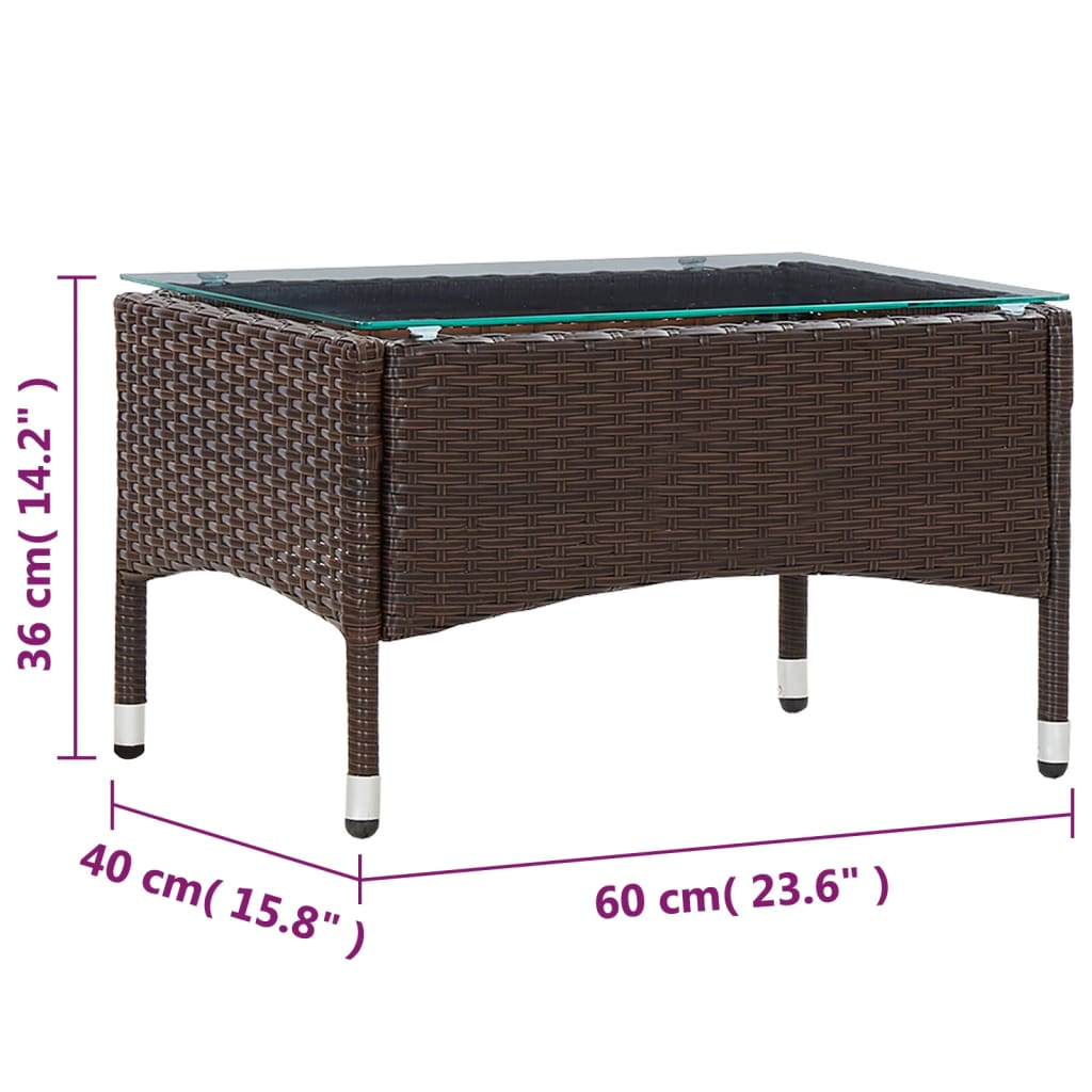 vidaXL Coffee Table Brown 23.6"x15.7"x14.2" Poly Rattan