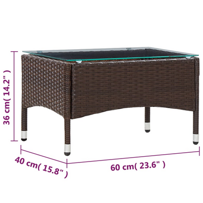 vidaXL Coffee Table Brown 23.6"x15.7"x14.2" Poly Rattan