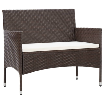 vidaXL 4 Piece Patio Lounge Set with Cushions Poly Rattan Brown