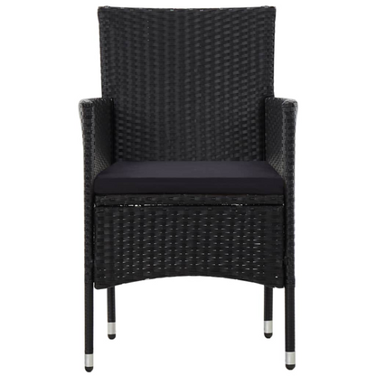 vidaXL 4 Piece Patio Lounge Set with Cushions Poly Rattan Black