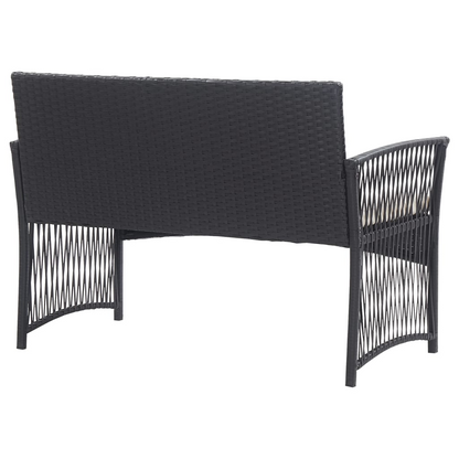 vidaXL 4 Piece Patio Lounge Set with Cushion Poly Rattan Black
