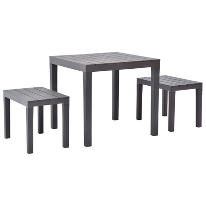vidaXL Patio Table with 2 Benches Plastic Brown