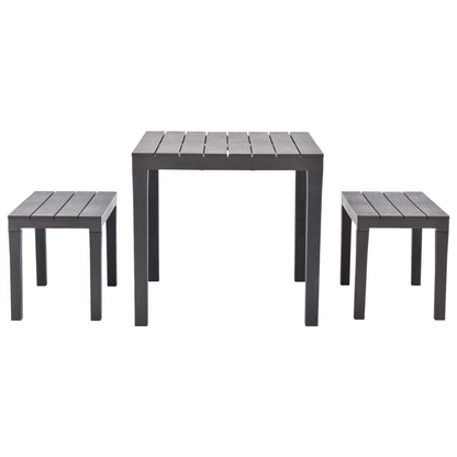 vidaXL Patio Table with 2 Benches Plastic Brown