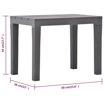 vidaXL Patio Table with 2 Benches Plastic Brown