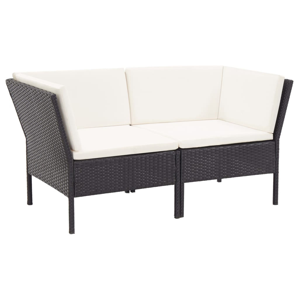 vidaXL 6 Piece Patio Lounge Set with Cushions Poly Rattan Black