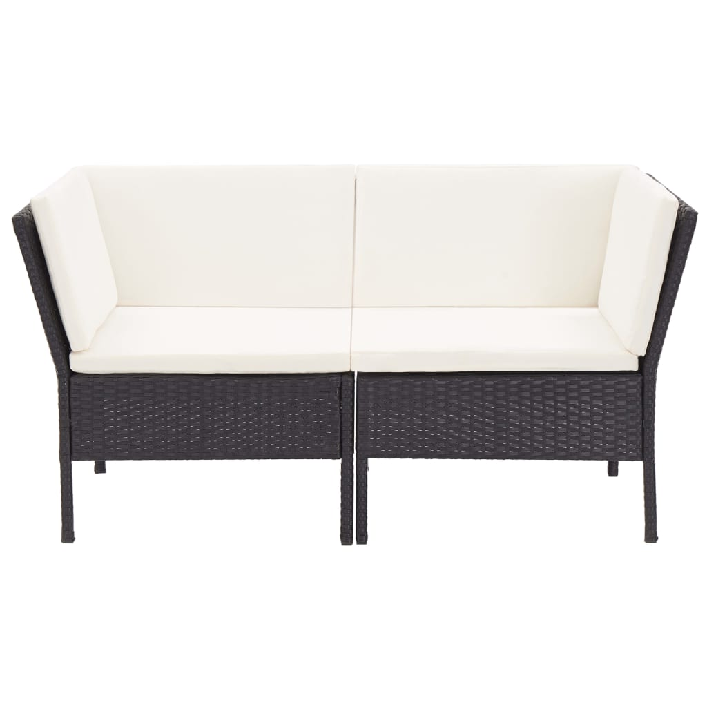 vidaXL 6 Piece Patio Lounge Set with Cushions Poly Rattan Black