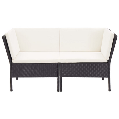 vidaXL 6 Piece Patio Lounge Set with Cushions Poly Rattan Black