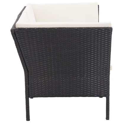 vidaXL 6 Piece Patio Lounge Set with Cushions Poly Rattan Black