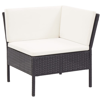 vidaXL 6 Piece Patio Lounge Set with Cushions Poly Rattan Black