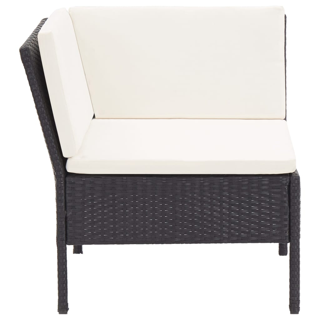vidaXL 6 Piece Patio Lounge Set with Cushions Poly Rattan Black
