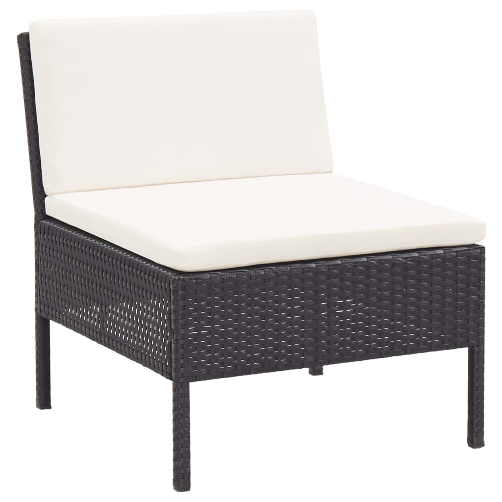 vidaXL 6 Piece Patio Lounge Set with Cushions Poly Rattan Black
