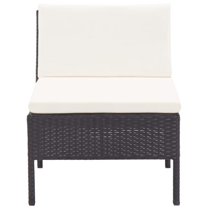 vidaXL 6 Piece Patio Lounge Set with Cushions Poly Rattan Black