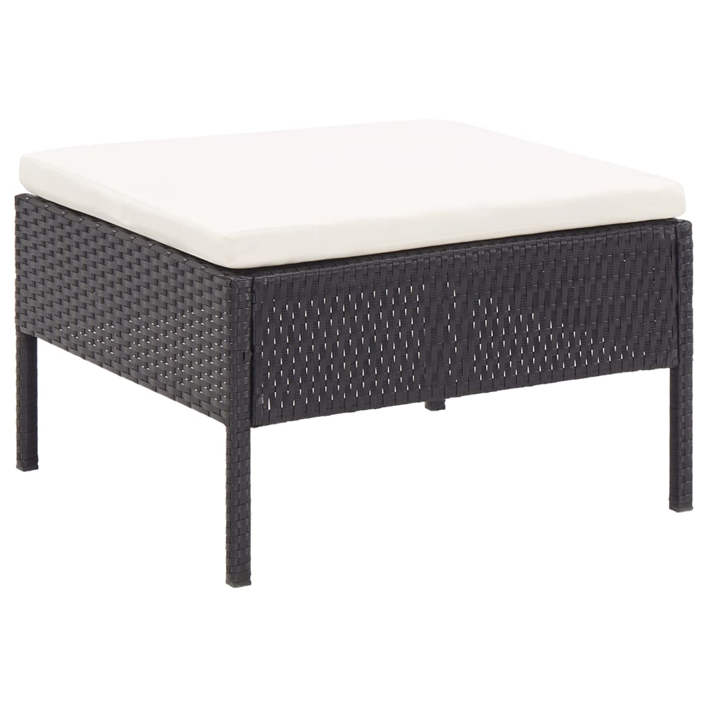 vidaXL 6 Piece Patio Lounge Set with Cushions Poly Rattan Black