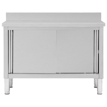 vidaXL Work Table with Sliding Doors 47.2"x19.7"x(37.4"-38.2") Stainless Steel