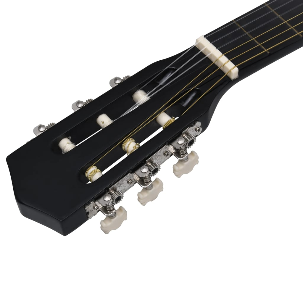vidaXL 12 Piece Western Classical Guitar Set with 6 Strings Black 38"
