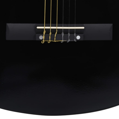 vidaXL 12 Piece Western Classical Guitar Set with 6 Strings Black 38"