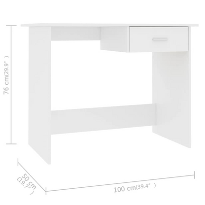 vidaXL Desk White 39.4"x19.7"x29.9" Engineered Wood