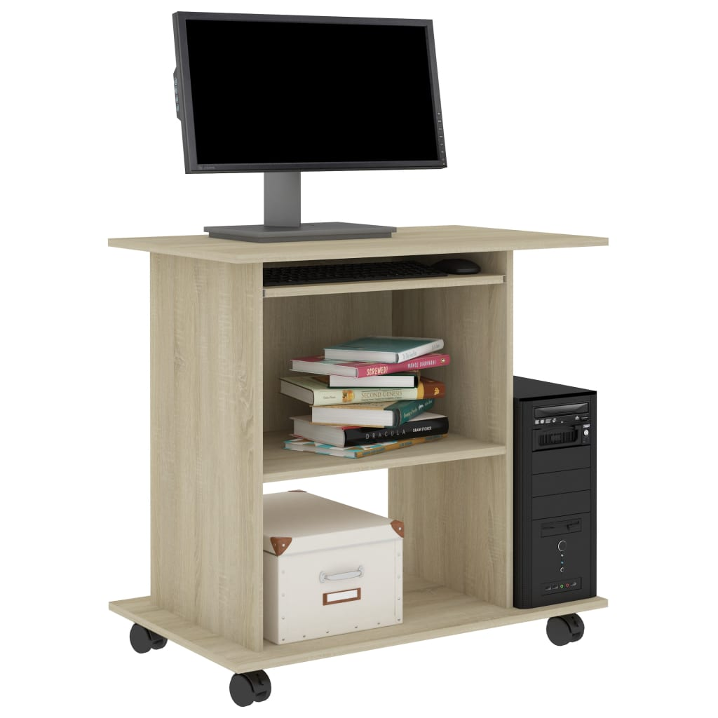 vidaXL Computer Desk Sonoma Oak 31.5"x19.7"x29.5" Engineered Wood