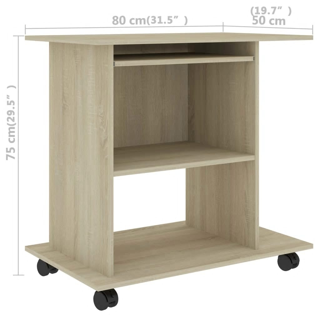 vidaXL Computer Desk Sonoma Oak 31.5"x19.7"x29.5" Engineered Wood