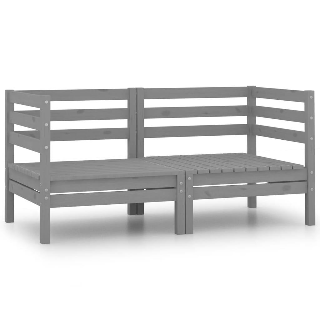vidaXL Patio Corner Sofas 2 pcs Gray Solid Wood Pine