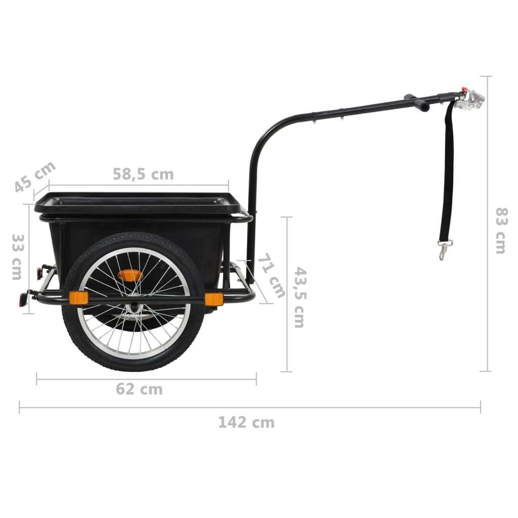 vidaXL Bike Cargo Trailer Black 13.2 gal