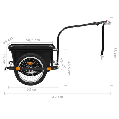 vidaXL Bike Cargo Trailer Black 13.2 gal
