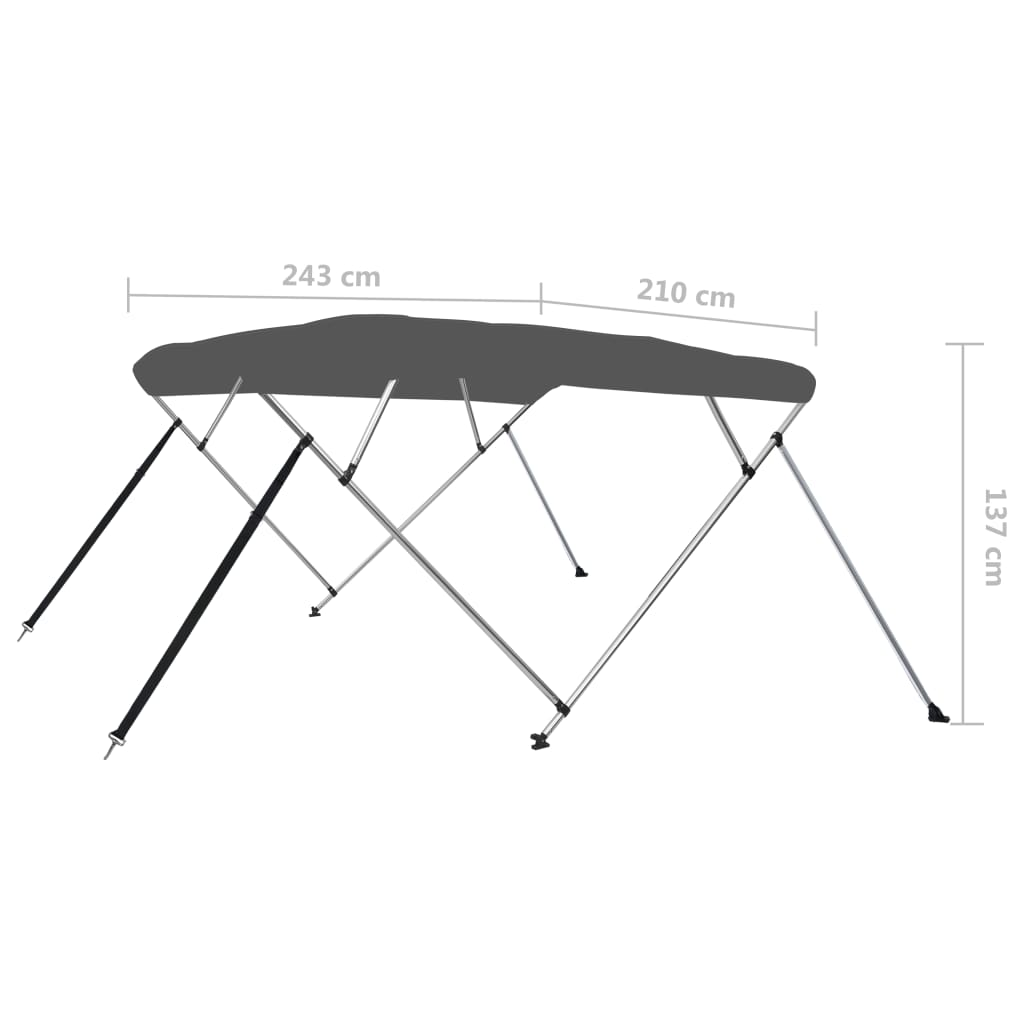 vidaXL 4 Bow Bimini Top Anthracite 95.7"x82.7"x53.9"