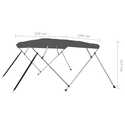 vidaXL 4 Bow Bimini Top Anthracite 95.7"x77.2"x53.9"