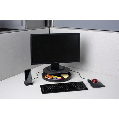 Kensington SmartFit Spin2 Monitor Stand - 40 lb Load Capacity - Flat Panel Display Type Supported - 3.1" Height x 12.6" Width x 12.6" Depth - Desktop - Black