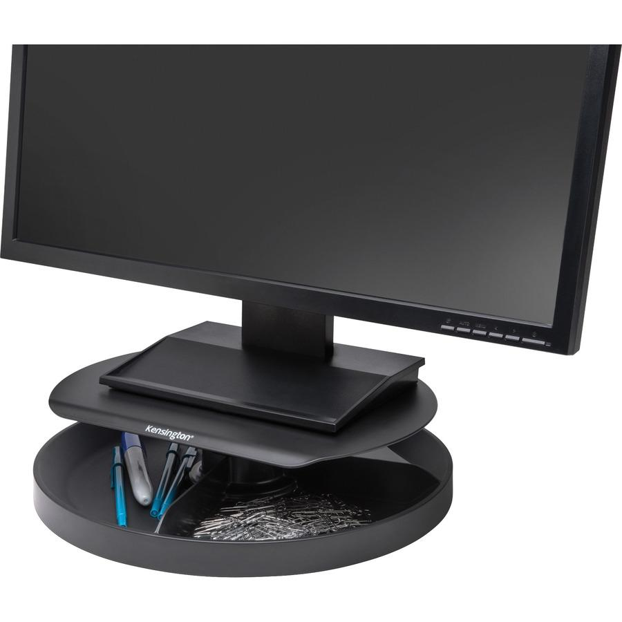 Kensington SmartFit Spin2 Monitor Stand - 40 lb Load Capacity - Flat Panel Display Type Supported - 3.1" Height x 12.6" Width x 12.6" Depth - Desktop - Black