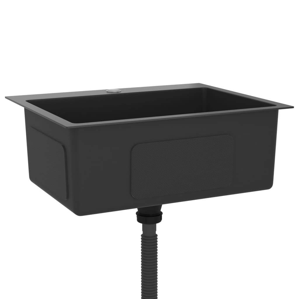 vidaXL Handmade Kitchen Sink Black Stainless Steel