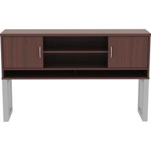 Lorell Relevance Series Mahogany Laminate Office Furniture Hutch - 59" x 15" x 36" - 3 Shelve(s) - Finish: Mahogany, Laminate