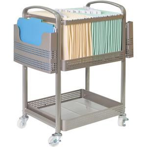 Lorell Mobile File Cart - 12.5" Length x 22.4" Width x 25.3" Height - Metal Frame - Champagne Gold - 1 Each