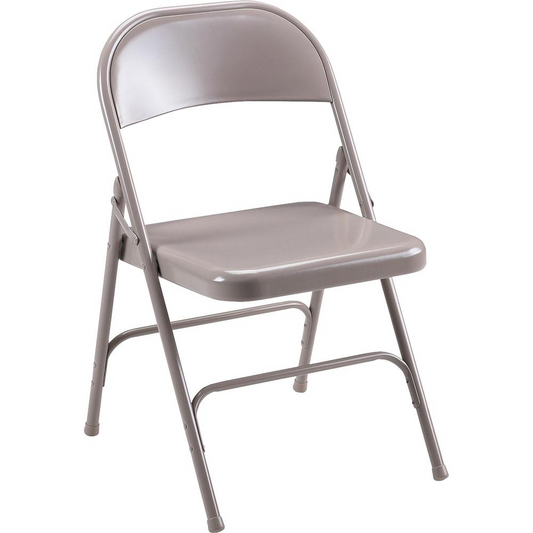 Lorell Steel Folding Chairs - Beige Steel Seat - Beige Steel Frame - 4 / Carton