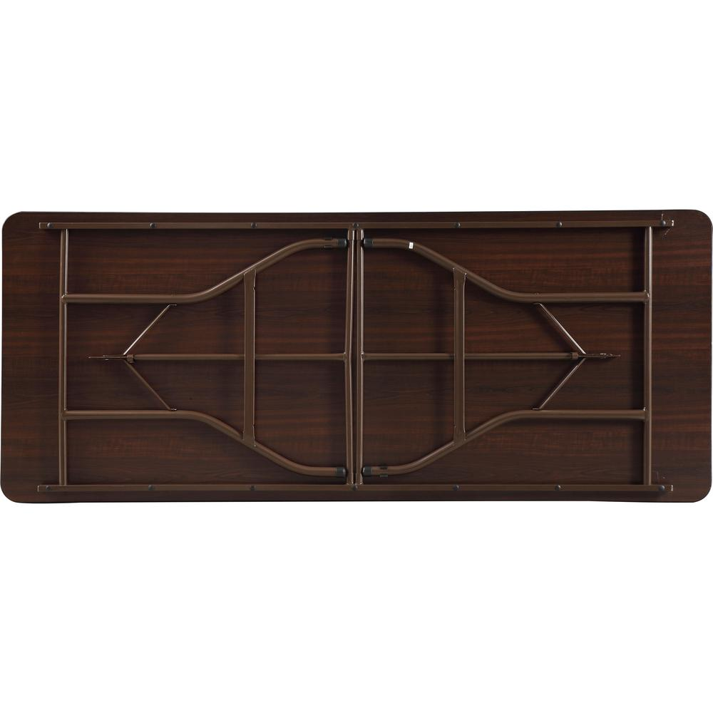 Lorell Economy Folding Table - For - Table TopMelamine Rectangle Top - 72" Table Top Length x 30" Table Top Width x 0.63" Table Top Thickness - 29" Height - Mahogany - 1 Each