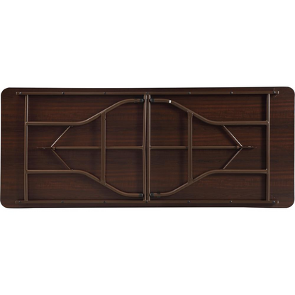 Lorell Economy Folding Table - For - Table TopMelamine Rectangle Top - 72" Table Top Length x 30" Table Top Width x 0.63" Table Top Thickness - 29" Height - Mahogany - 1 Each