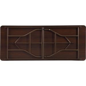 Lorell Economy Folding Table - For - Table TopMelamine Rectangle Top - 72" Table Top Length x 30" Table Top Width x 0.63" Table Top Thickness - 29" Height - Mahogany - 1 Each