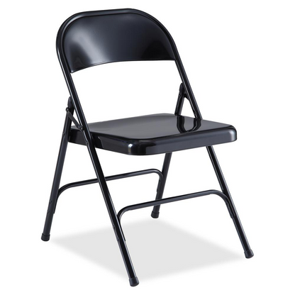 Lorell Folding Chairs - Powder Coated Steel Frame - Black - 4 / Carton