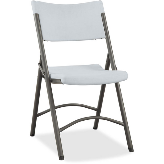 Lorell Heavy-duty Tubular Folding Chairs - Light Gray Polyethylene Seat - Light Gray Polyethylene Back - Dark Gray Steel Frame - Steel, Polyethylene - 4 / Carton