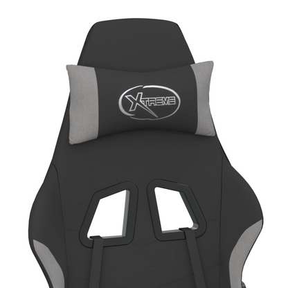 vidaXL Gaming Chair with Footrest Black and Light Gray Fabric