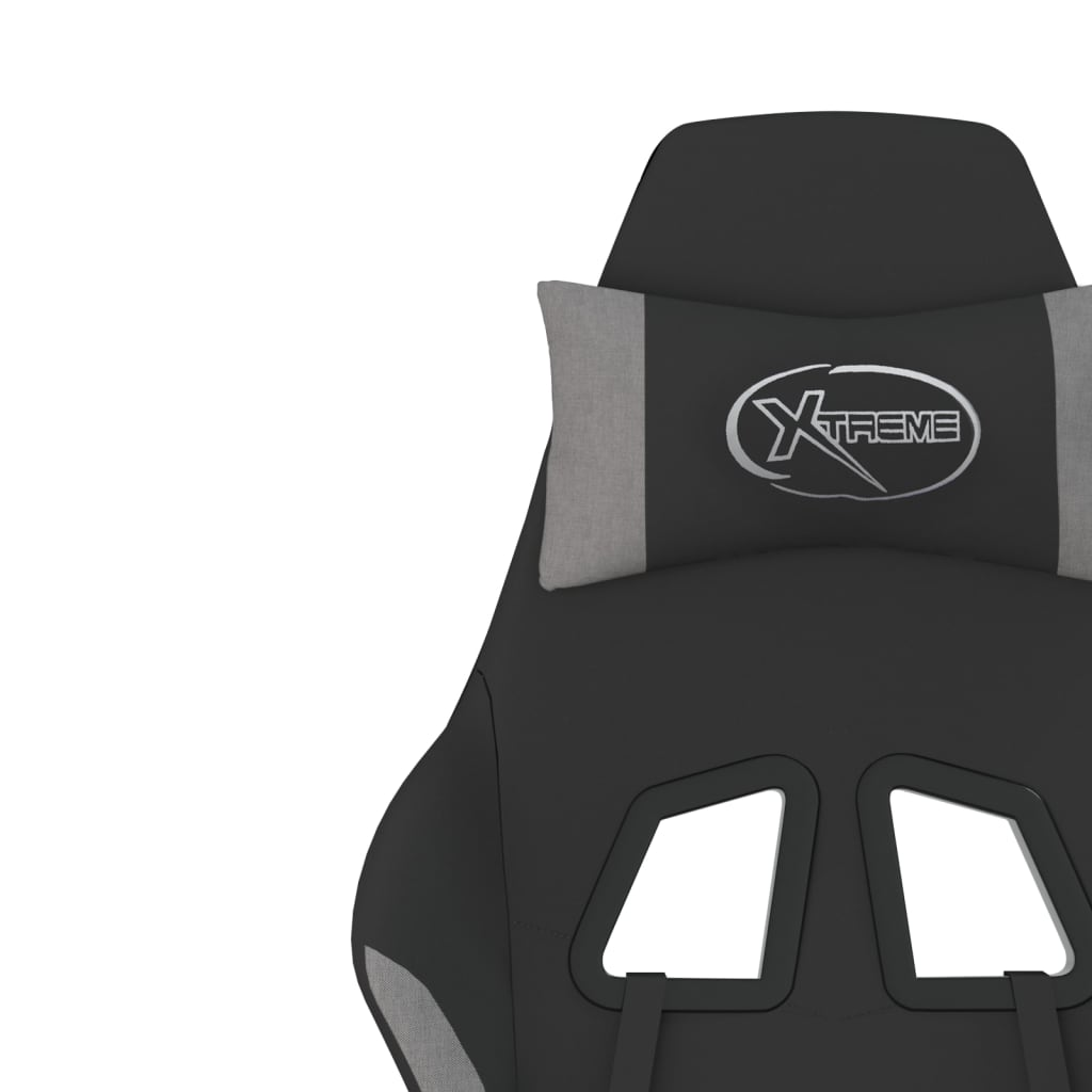 vidaXL Gaming Chair with Footrest Black and Light Gray Fabric