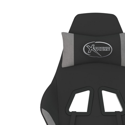 vidaXL Gaming Chair with Footrest Black and Light Gray Fabric