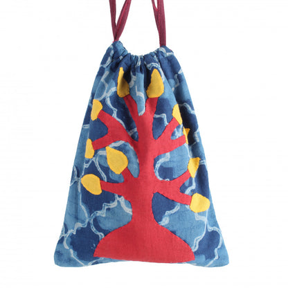 Multicolor Tree Patchwork String Potli Bag