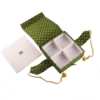 Handmade Orange Jute 4 Compartment Gift Box
