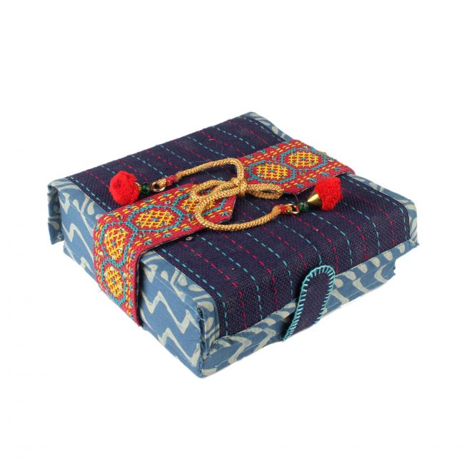 Handmade Blue Jute 4 Compartment Gift Box