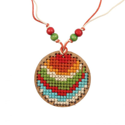 Hand Embroidered Macramé Round Necklace