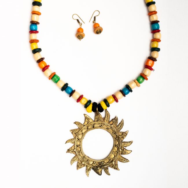 Handcrafted Necklace with Pendant and Earrings