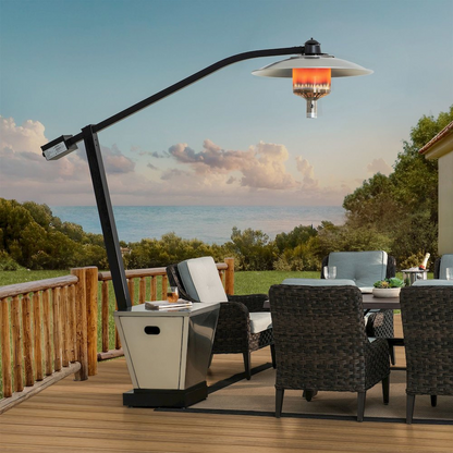 Sunjoy 45,000 BTU Black Steel Outdoor Patio Portable Offset Propane Gas Heater